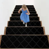 Dywany dla dzieci - Mata antypoślizgowa, samoprzylepna na schody, odpowiednia dla dzieci i osób starszych, czarna kostka, 76*20 cm, 10 sztuk - miniaturka - grafika 1