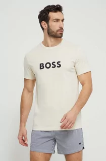 Koszulki męskie - BOSS t-shirt bawełniany męski kolor biały z nadrukiem - Boss - grafika 1