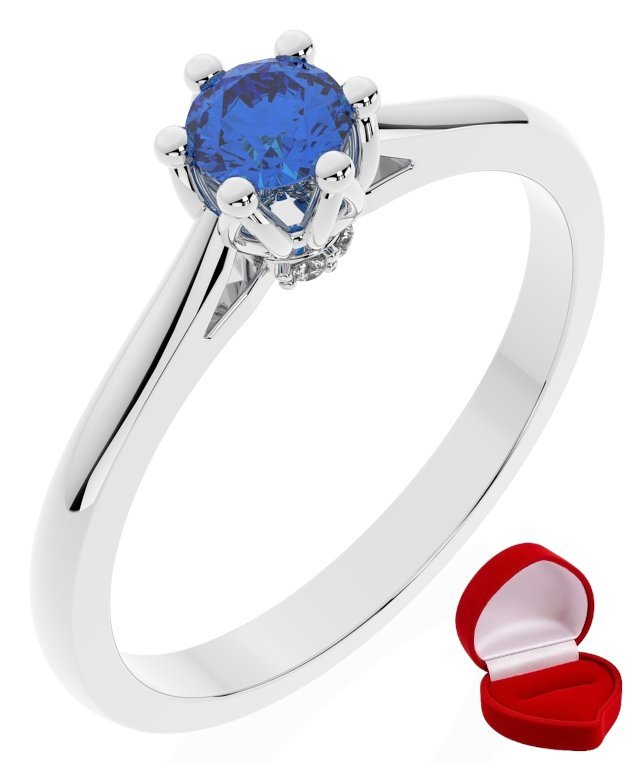 ZŁOTY PIERŚCIONEK ZARĘCZYNOWY 585 14k SZAFIR 0,19 ct BIAŁE ZŁOTO R10