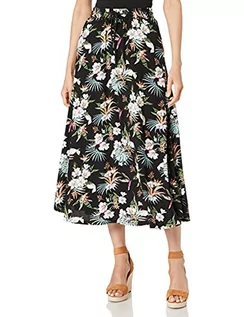 Spódnice - Urban Classics Damska spódnica Viscose Midi Skirt, długa spódnica z wiskozy dla kobiet, dostępna w wielu kolorach, rozmiary XS - 5XL, Black Tropical, XXL - grafika 1