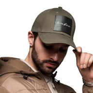 Czapki i chusty sportowe męskie - Czapka męska bejsbolówka z daszkiem khaki naszywka Ombre OM-ACCS-0101 V2 - miniaturka - grafika 1