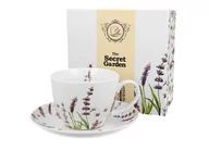 Filiżanki - Filiżanka do kawy i herbaty porcelanowa ze spodkiem DUO CLASSIC LAVENDER 400 ml - miniaturka - grafika 1