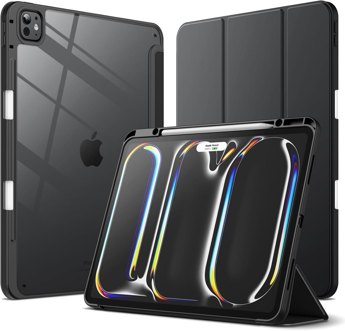 JETech Etui dla iPad Pro 13 Cala M5/M4 (2025/2024) z Pencil Uchwyt, Przejaśniać Przezroczyste Tylna Skorupa Smukłą Podstawkę Odporny na Wstrząsy Osł..