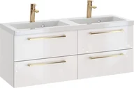 Szafki łazienkowe - Szafka z Umywalką ROSEN 120 cm DUO - Uchwyt Złoty - miniaturka - grafika 1