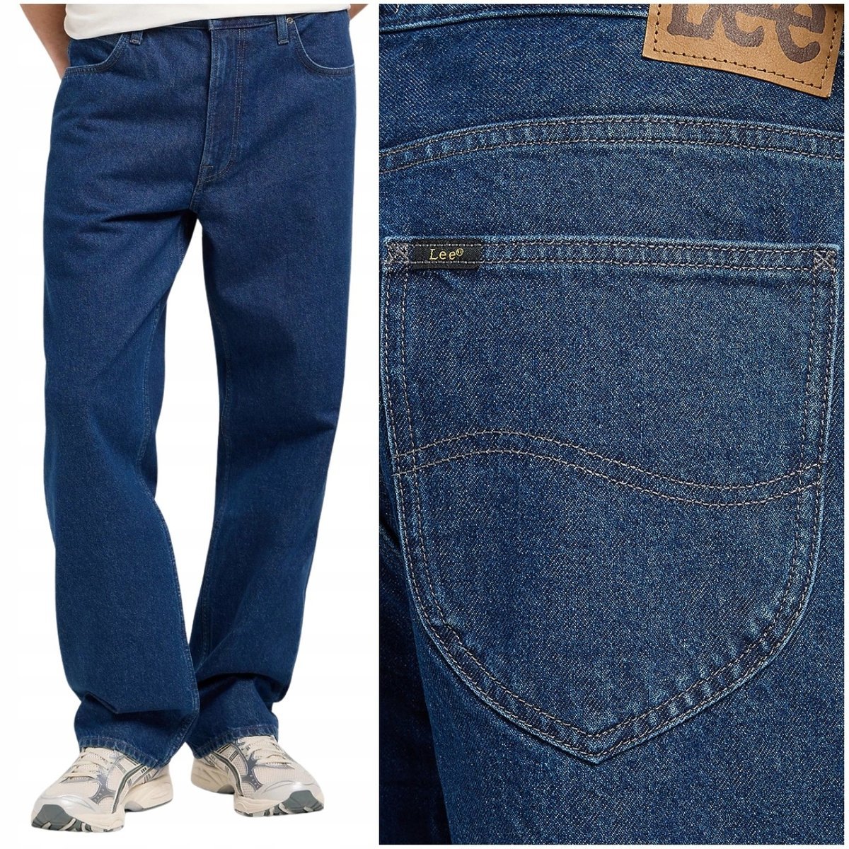 Lee Asher loose straight bardzo luźne spodnie jeansowe bez streczu W33 L32