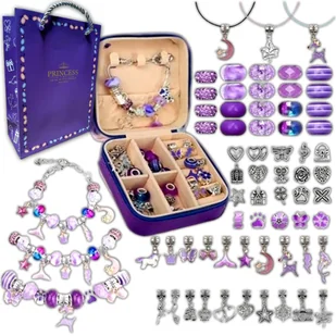 Koraliki do Robienia Bransoletek Duży Zestaw Charms Pudełko Prezentowe - Zestawy biżuterii dla kobiet - miniaturka - grafika 1