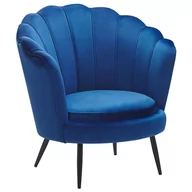 Fotele - Beliani Fotel welurowy kobaltowy LOVIKKA - miniaturka - grafika 1