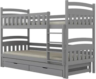 Łóżko piętrowe JULITA 180x90 szare drewniane trzyosobowe z szufladami KOCOT KIDS - Łóżka dla dzieci i młodzieży - miniaturka - grafika 1