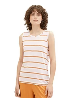 Koszulki i topy damskie - TOM TAILOR Damski top lniany w paski, 31955 - Lilac Brown Stripe, 3XL - grafika 1