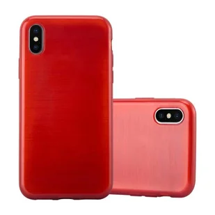 Cadorabo Apple iPhone'a X silikonowe etui firmy cadorabo  TPU etui ochronne etui o wyglądzie szczotkowanej stal nierdzewna-Brushed wzornictwo  pokrowiec telefon komórkowy Bumper Case Back Cover, czerwony DE-114025 - Etui i futerały do telefonów - miniaturka - grafika 1