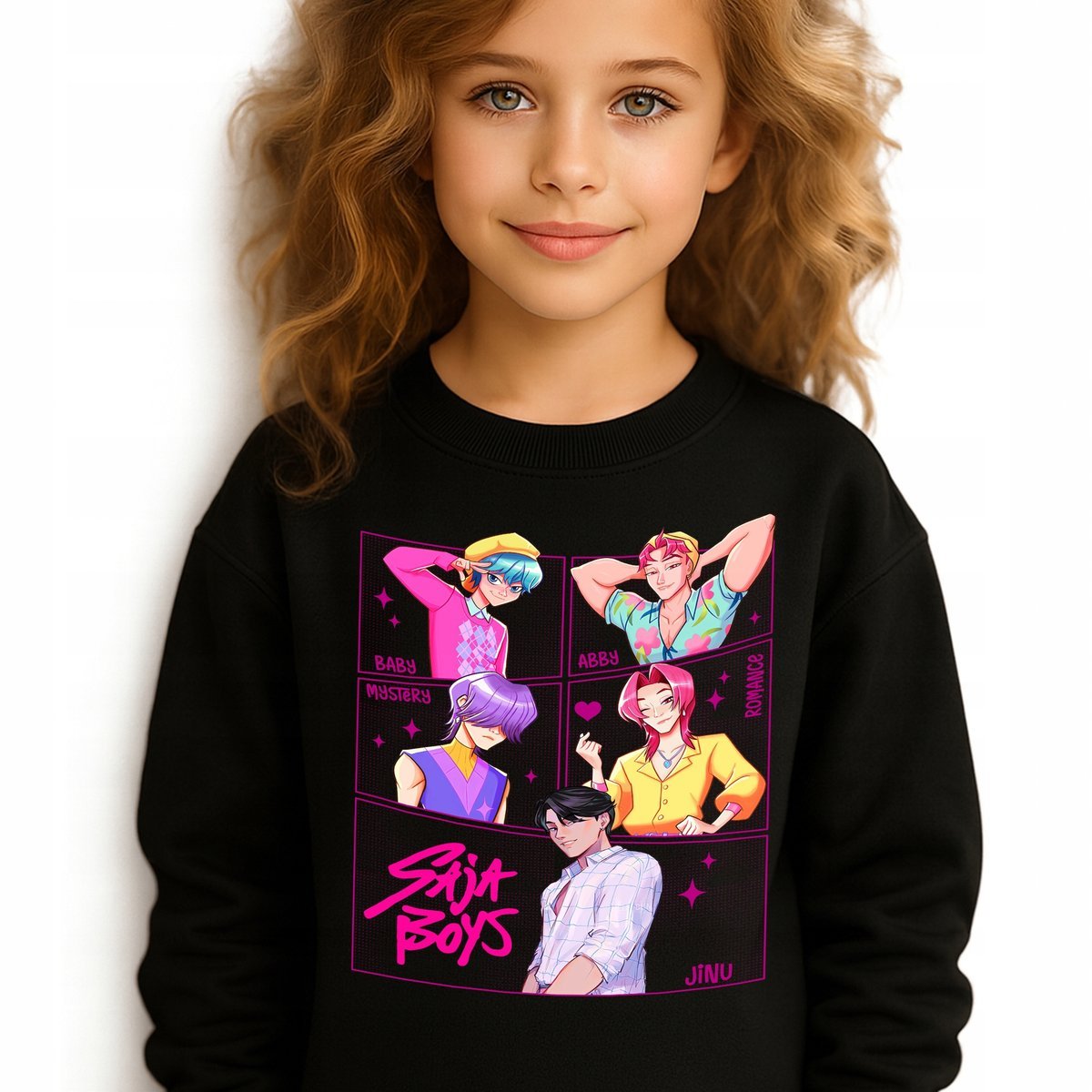 Bluza Dziecięca Czarna CARTOON SAJABOYS K-pop Muzyka Wzory Rozmiar 164 cm