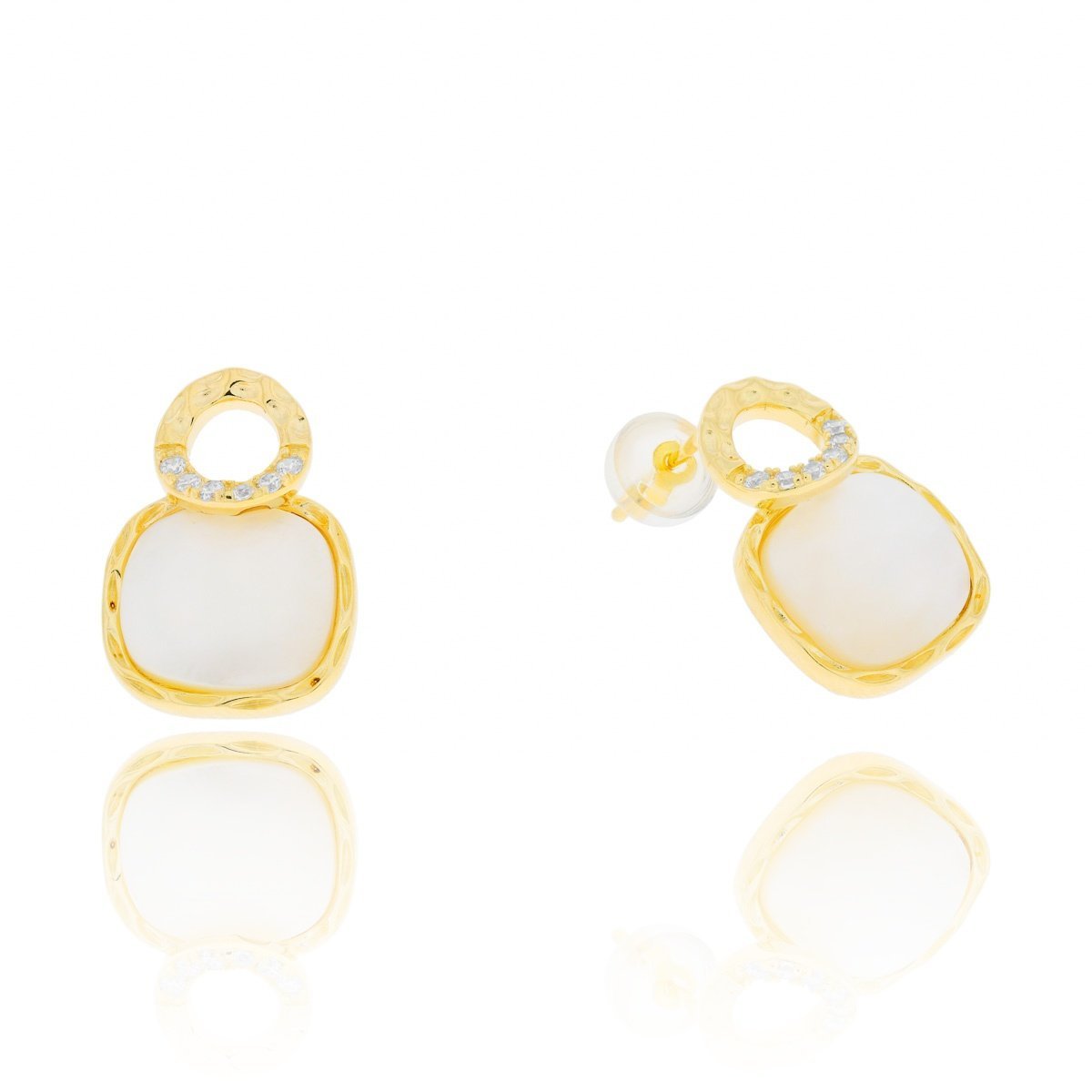 Srebrne pozłacane kolczyki z masą perłową sztyfty pr. 925