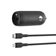 Ładowarki samochodowe - Ładowarka samochodowa Belkin USB-C 30W PD 1m Lightning-Cab.CCA004BT1MBK-B5 - miniaturka - grafika 1