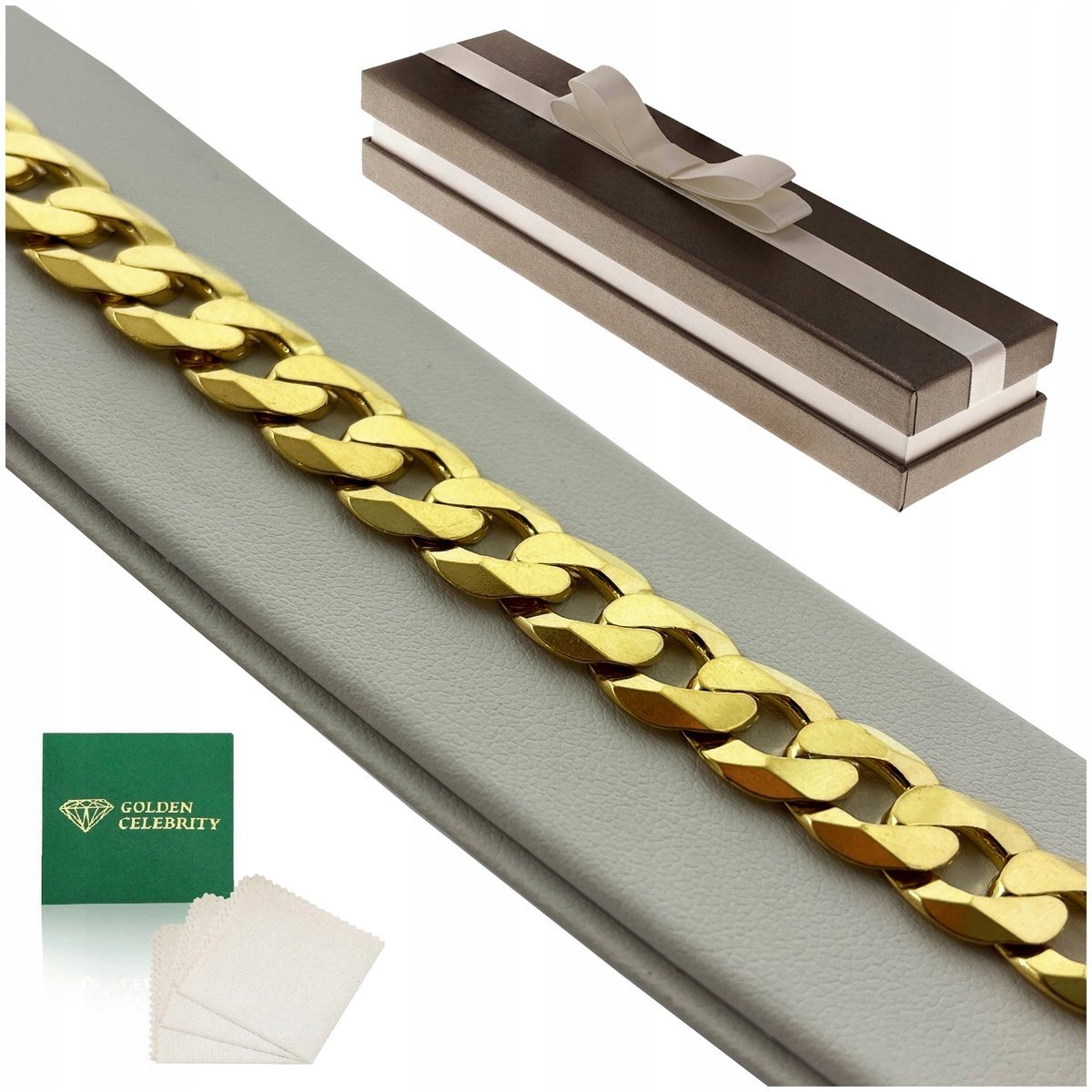 Gruba Bransoletka Złota Męska Pancerka 24Cm/11,5Mm Srebro 925 Na Prezent