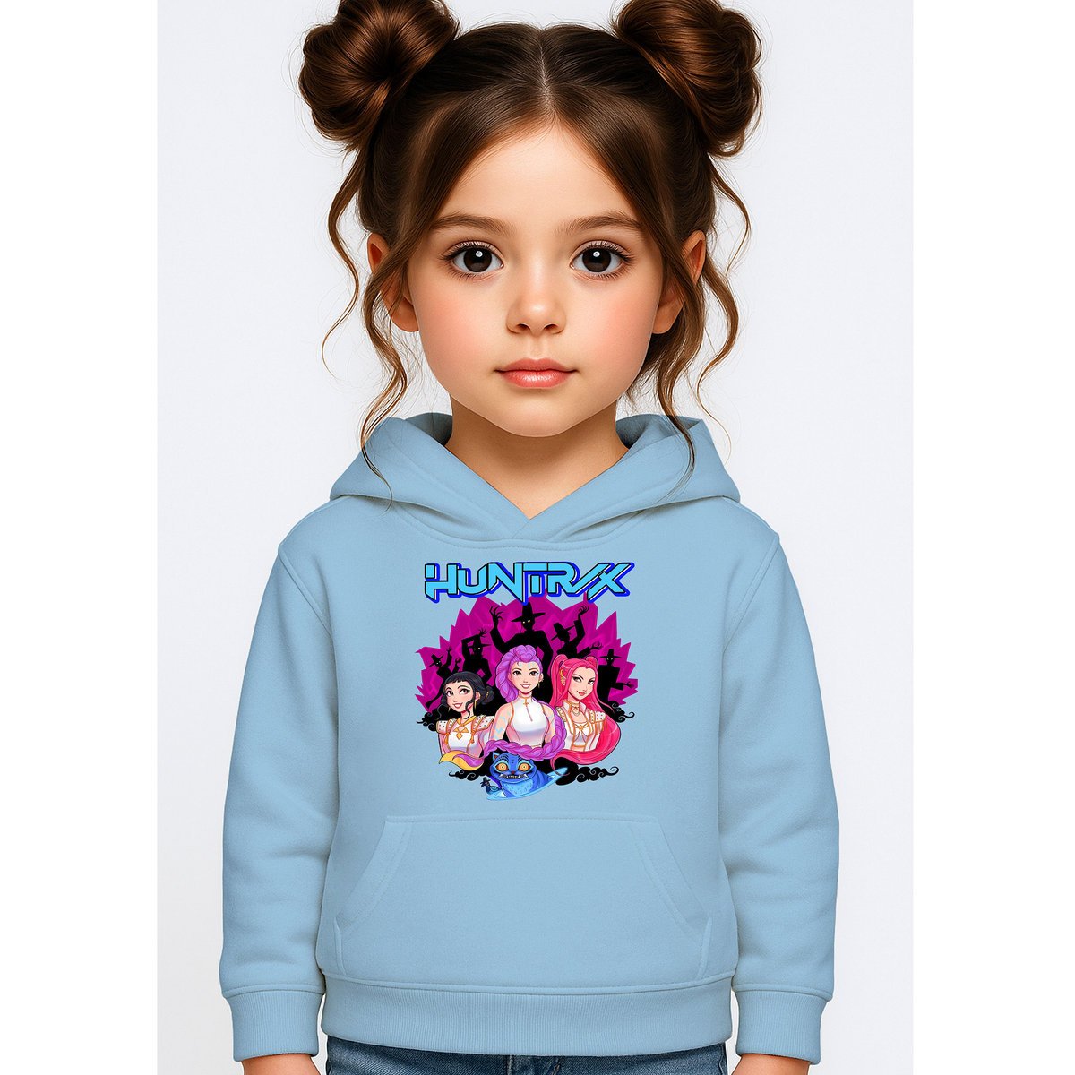 BLUZA DZIECIĘCA KPOP DEMON HUNTERS HUNTRIX 122-128 Z KAPTUREM BAWEŁNIANA