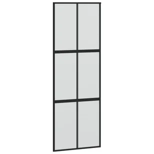 Drzwi przesuwne, czarne, 76x205 cm, szkło hartowane, aluminium 8721012120419 - Drzwi wewnętrzne - miniaturka - grafika 3