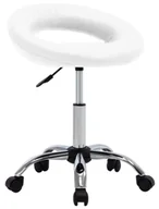 Krzesła i taborety kosmetyczne - Elior Biały tapicerowany hoker kosmetyczny na kółkach L1-D77 - miniaturka - grafika 1