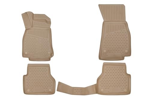 Element Dokładnie dopasowane dywaniki gumowe premium 3D pasujące do Mazda CX-7 (I), 2007-2009, 4-częściowy (beżowe)