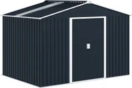 Altany ogrodowe - Domek ogrodowy Outsunny z metalu, 4,9 m², z dachem dwuspadowym, drzwiami przesuwnymi, fundamentem, 277 x 195 x 192 cm, ocynkowany, stalowy domek narzędziowy, odporny na warunki atmosferyczne, do ogrodu, ciemnoszary - miniaturka - grafika 1