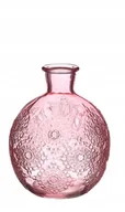 Wazony i flakony - Wazon szklany 12cm w kształcie kuli RÓŻOWY ze wzorem - miniaturka - grafika 1