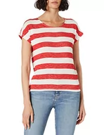 Bluzki damskie - VERO MODA Damska bluzka z krótkimi rękawami w paski, Goji Berry/Stripes:snow White, L - miniaturka - grafika 1