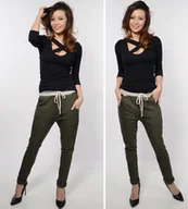 Spodnie damskie - Alur Spodnie damskie w kwiaty Flower Baggy dresowe bawełna wz7 Uni - miniaturka - grafika 1