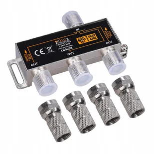 SPLITTER SYGNAŁU TV + WTYKI TYPU F 6,8mm 4 szt - Kable - miniaturka - grafika 1