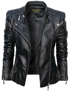 kurtka ramoneska damska Fashionavenue skóra dopasowana moto biker #100 L - Kurtki damskie - miniaturka - grafika 1