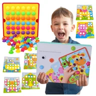 Zabawki interaktywne dla dzieci - UKŁADANKA EDUKACYJNA PLANSZA GUZIKOWA GRA DLA DZIECI KREATYWNA MOZAIKA - miniaturka - grafika 1