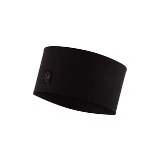 Czapki i chusty sportowe damskie - Opaska z wełny merino Buff Merino Wide Headband Solid Black - grafika 1