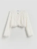 Kurtki i płaszcze dla dziewczynek - Reserved - Bolerko z imitacji futra - złamana biel - miniaturka - grafika 1