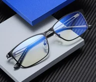 Okulary korekcyjne, oprawki, szkła - Męskie okulary do komputera TV smartfona BLUE LIGHT zerówki czarne 2554A - miniaturka - grafika 1