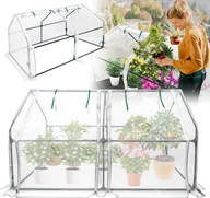 Szklarnie ogrodowe - Szklarnia foliowa XMTECH, domek ogrodowy ze zwijanymi drzwiami, domek na pomidory, szklarnia na pomidory, ochrona roślin przed szkodnikami, 180x90x90cm, biały - miniaturka - grafika 1