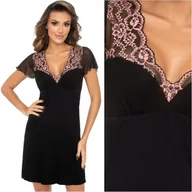 Bielizna nocna - Koszula nocna z koronką DONNA Adele czarna XXL 44 - miniaturka - grafika 1