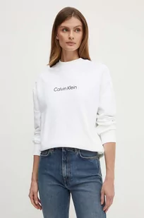 Calvin Klein bluza bawełniana damska kolor biały z nadrukiem - Bluzy damskie - miniaturka - grafika 1