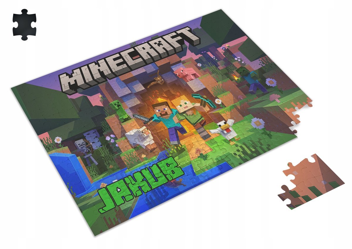 PUZZLE Minecraft Gra Postacie Creeper + IMIĘ Pudełko 120 el. #6