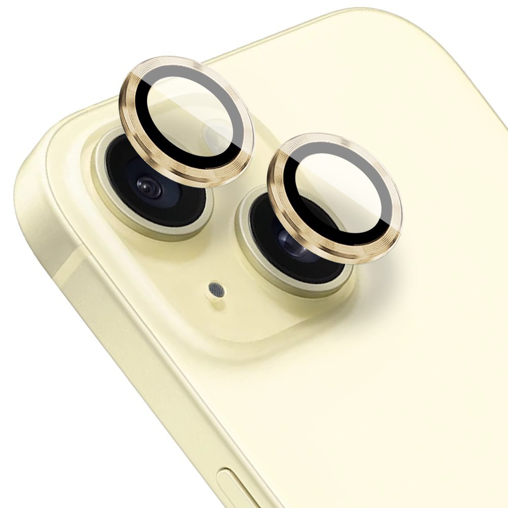Osłona aparatu, szkło 9H do iPhone 15 Plus, 1 zestaw, złota
