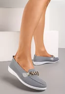 Półbuty damskie - Szare Półbuty z Elastyczną Cholewką i Elegancką Klamerką Naelle - miniaturka - grafika 1