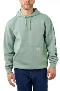 Bluza męska z kapturem Carhartt Midweight Sleeve Logo Hooded GA0 Jade Heather - Bluzy sportowe męskie - miniaturka - grafika 1