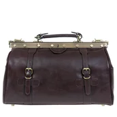 Walizki - Ekskluzywny Kufer Lekarski Torba Podróżna - KATANA naturalna skóra licowa ciemny brąz - miniaturka - grafika 1