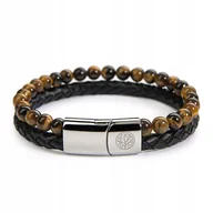 Bransolety męskie - Betlewski, Bransoletka męska kamień naturalny skóra - miniaturka - grafika 1