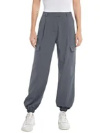 Spodnie damskie - Replay Damskie spodnie cargo jogger, 493 Iron Gray, 32W - miniaturka - grafika 1