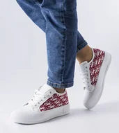 Botki damskie - Białe trampki z czerwonym wzorem Marquis-40 - miniaturka - grafika 1