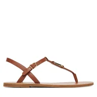 Sandały damskie - Sandały Tommy Hilfiger Leather Thong Sandal FW0FW09127 Brązowy - miniaturka - grafika 1