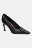 Czółenka - Tommy Hilfiger szpilki skórzane TH LOGO LEATHER PUMP SLANTED HL kolor czarny FW0FW08993 - miniaturka - grafika 1