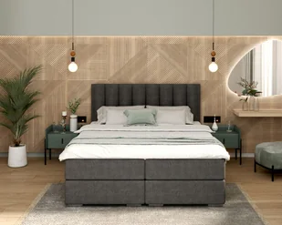 Łóżko kontynentalne LINCOLN materace, 2 pojemniki na pościel - 180x200 - PARIS - Dark Blue - Łóżka - miniaturka - grafika 1