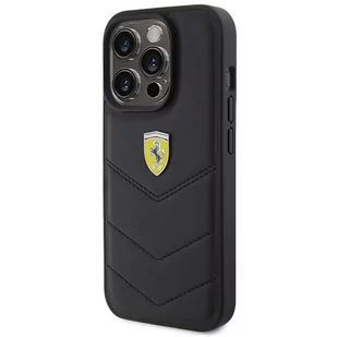 Ferrari FEHCP15LRDUK iPhone 15 Pro 6.1" czarny/black hardcase Quilted Metal Logo - Etui i futerały do telefonów - miniaturka - grafika 2