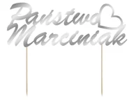 Dekoracje sali - Topper na tort personalizowany na wesele - 15 cm - miniaturka - grafika 1