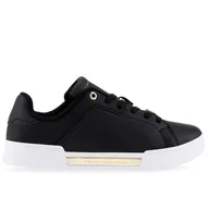 Buty sportowe damskie - Buty Tommy Hilfiger Court Sneakers FW0FW07116-BDS - czarne - miniaturka - grafika 1