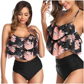 Stroje kąpielowe - Strój kąpielowy modelujący dwuczęściowy majtki wyszczuplające komplet boho L - miniaturka - grafika 1